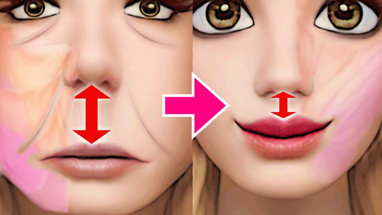 LIP & CHEEK LIFT EXERCISE TO FIX LONG PHILTRUM! Shorten PHILTRUM, Long Face, Make Upper Lips Fuller - masumi face exercise